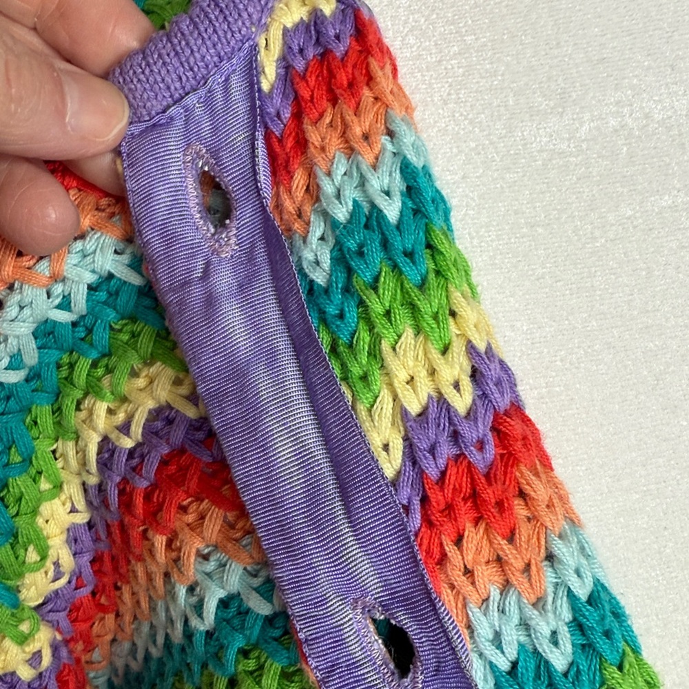 Vintage 80s Sweater Cute Rainbow Stripe 100 per cotton cardigan.  FAB! Large - Picture 7 of 9